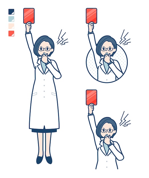 A woman doctor in a lab coat With a red card images