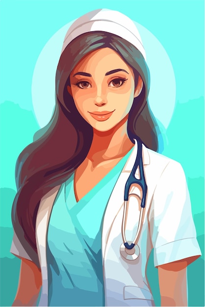 Vector a woman doctor with a stethoscope on her neck