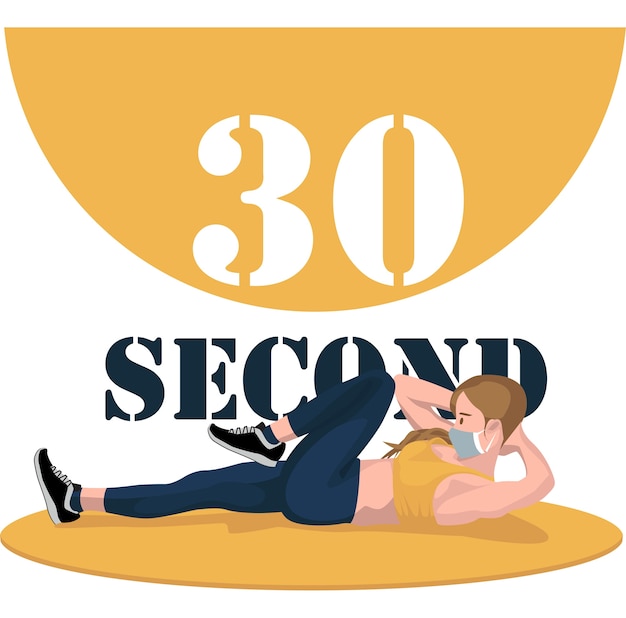 A woman doing 30 second exercise pose