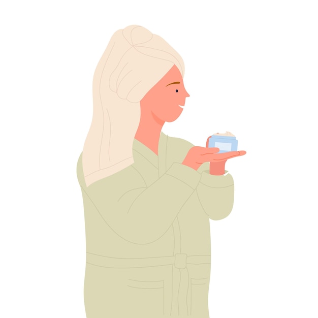 Vector woman doing beauty routine