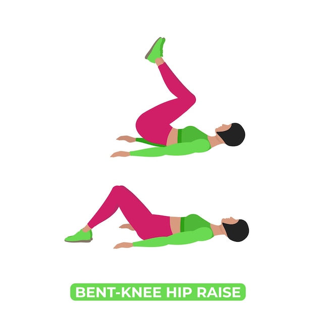 Woman Doing Bent Knee Hip Raise Bodyweight Fitness Exercise for ABS and Core