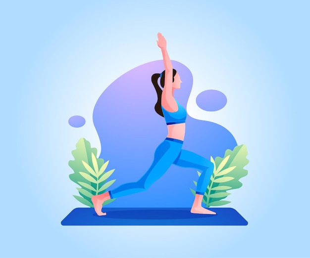 Vector woman doing body workout exercise