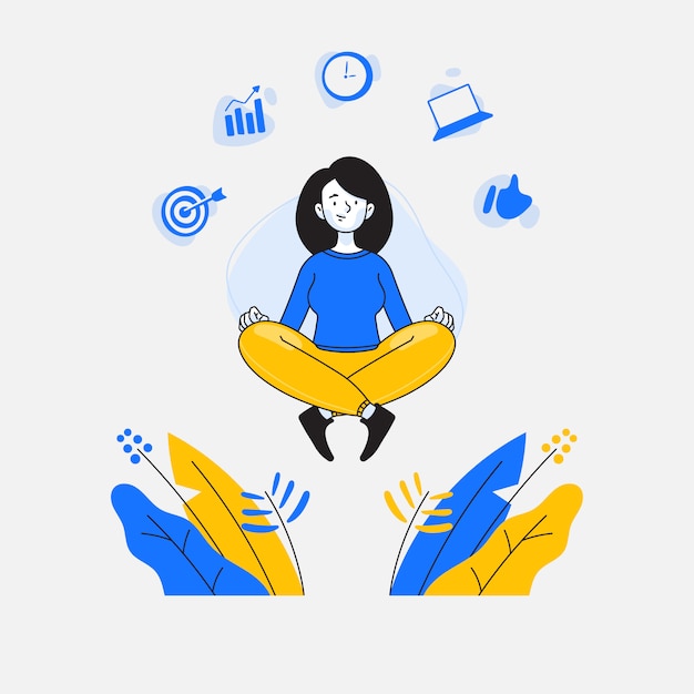 Vector woman doing meditation