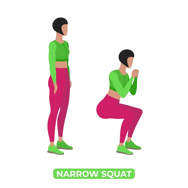 Woman Doing Narrow Squat Bodyweight Fitness Exercise for Legs