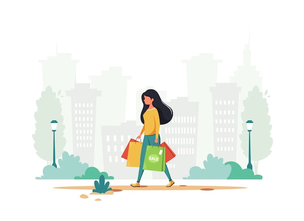 Woman doing shopping in the city