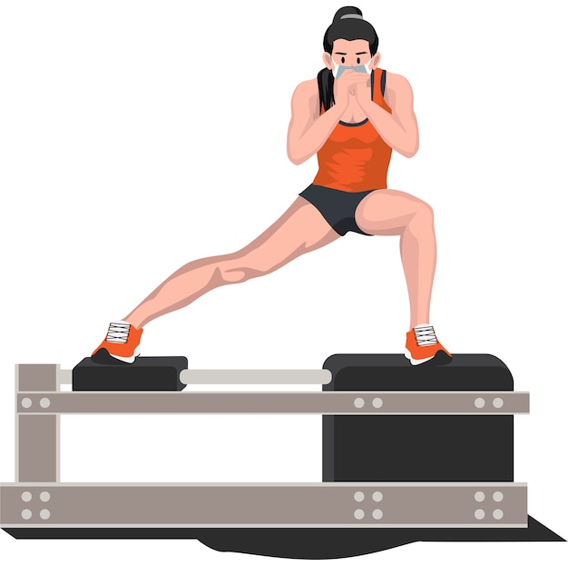 Woman doing side lunge pose at home