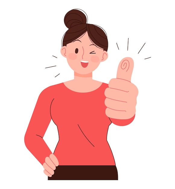 Woman doing thumbs up pose