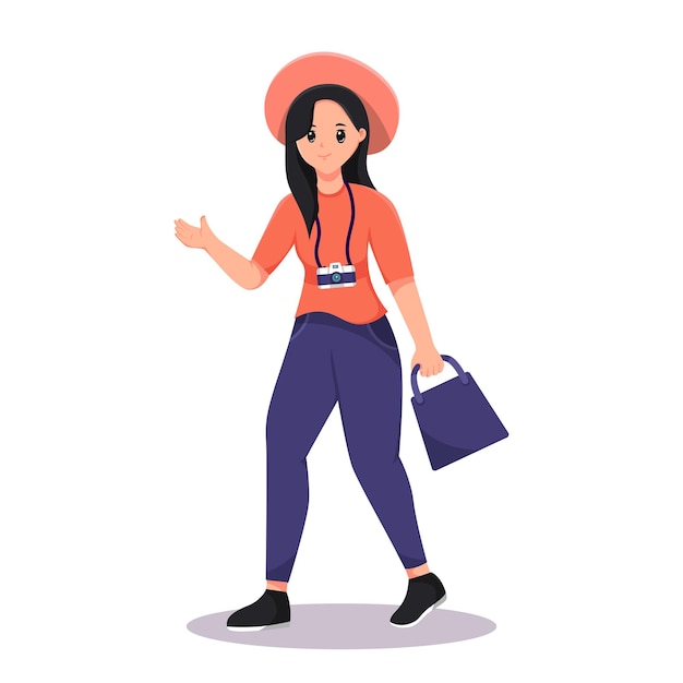 Woman doing traveling design illustration