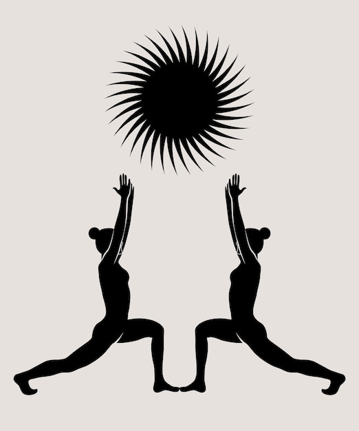 Woman doing yoga abstract poster monochrome silhouette modern illustration