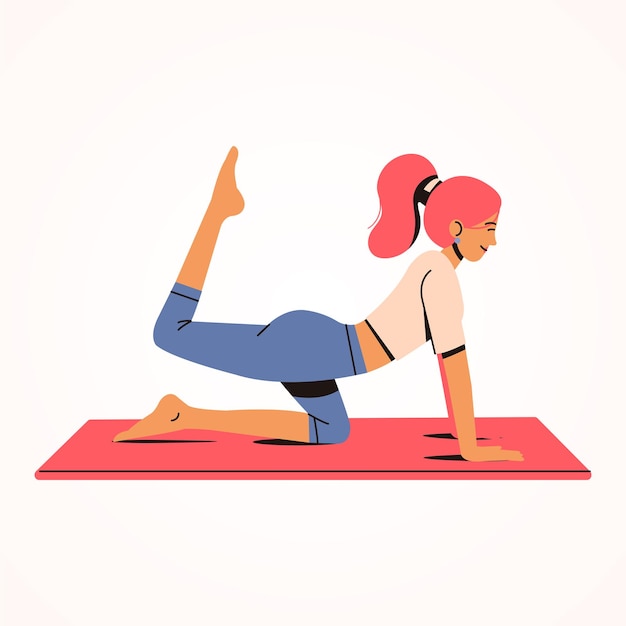 woman doing yoga cartoon elements