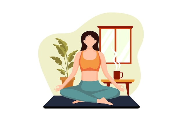 Woman Doing Yoga Flat Design