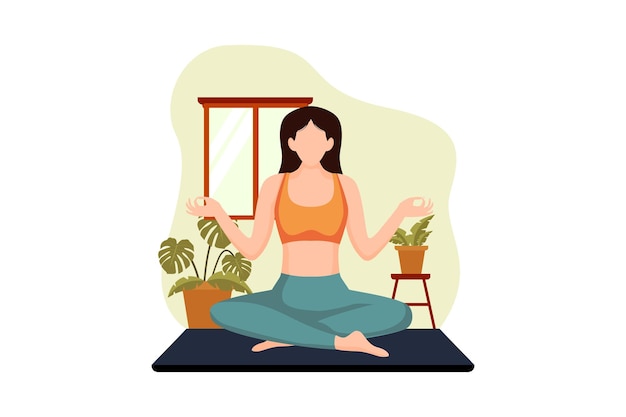 Woman doing yoga flat design