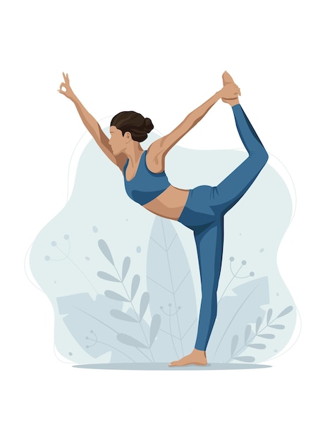 Vector woman doing yoga at home or in studio