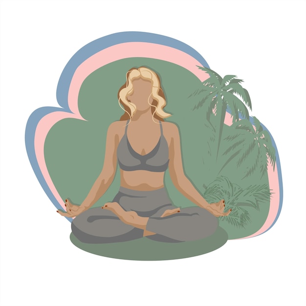 Woman doing yoga lotus position vector illustration