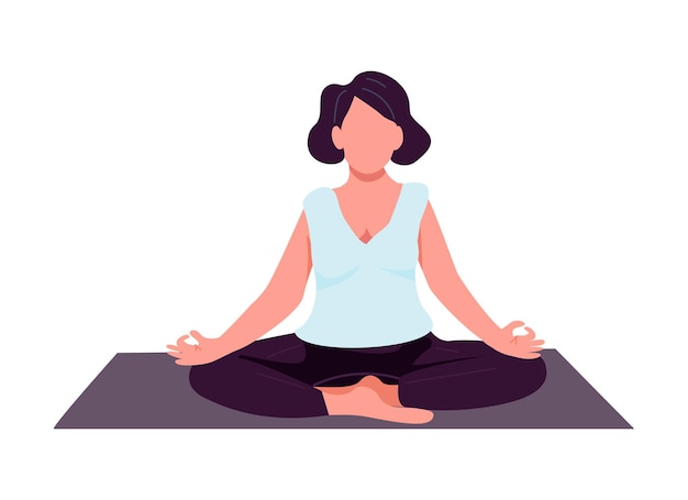 Woman doing yoga semi flat color vector character