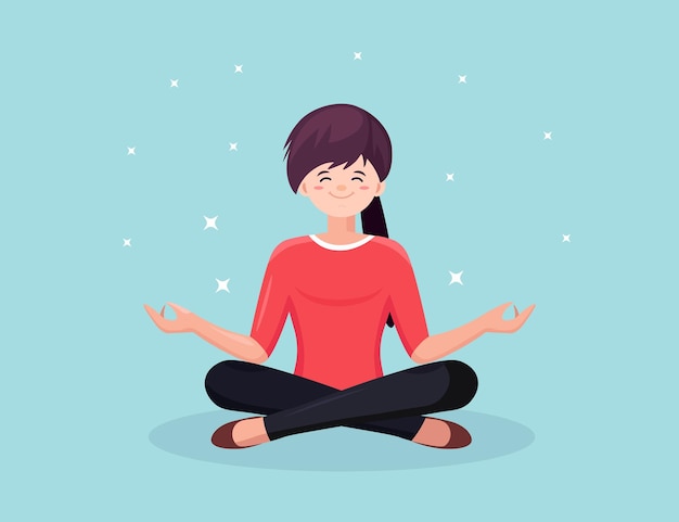 woman doing yoga sitting in padmasana lotus pose