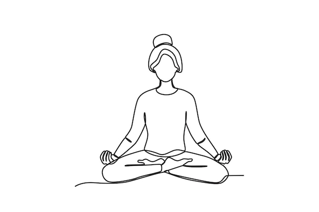 A woman doing yoga World mental health day oneline drawing