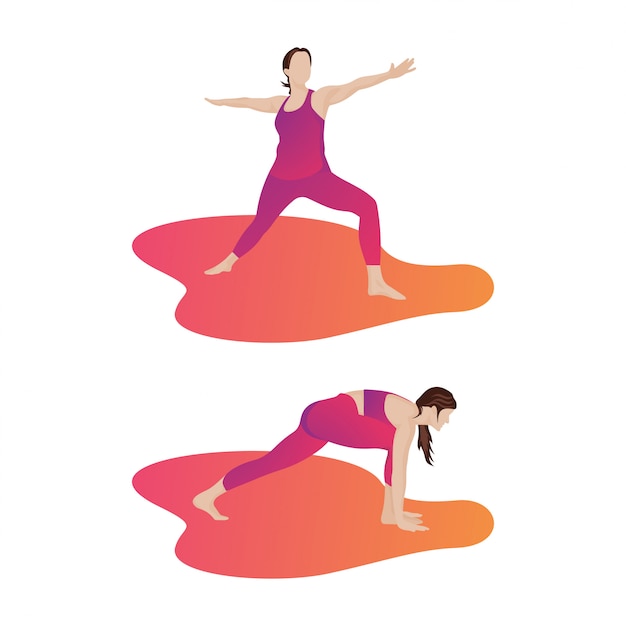 Vector woman doing yoga