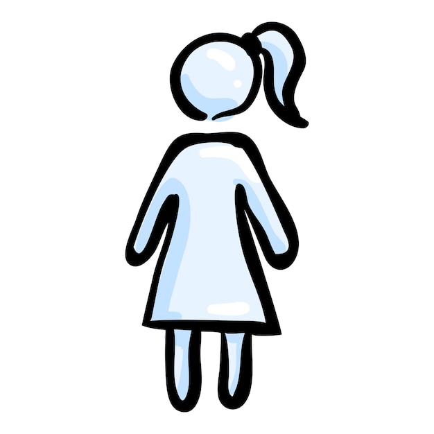 Woman Doodle Icon on White Background