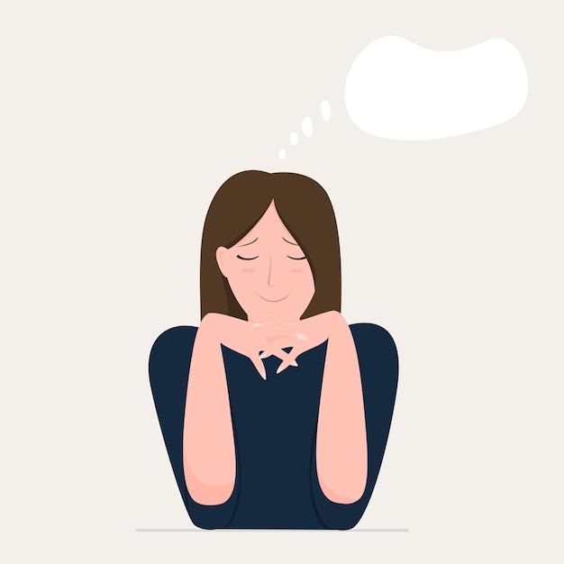 A woman dreams about something Vector illustration in a flat style