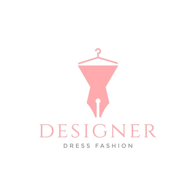 Vector woman dress hanger with pencil logo design vector graphic symbol icon illustration creative idea