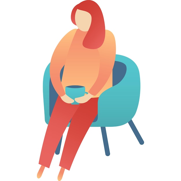 woman drink coffee or tea at home vector icon