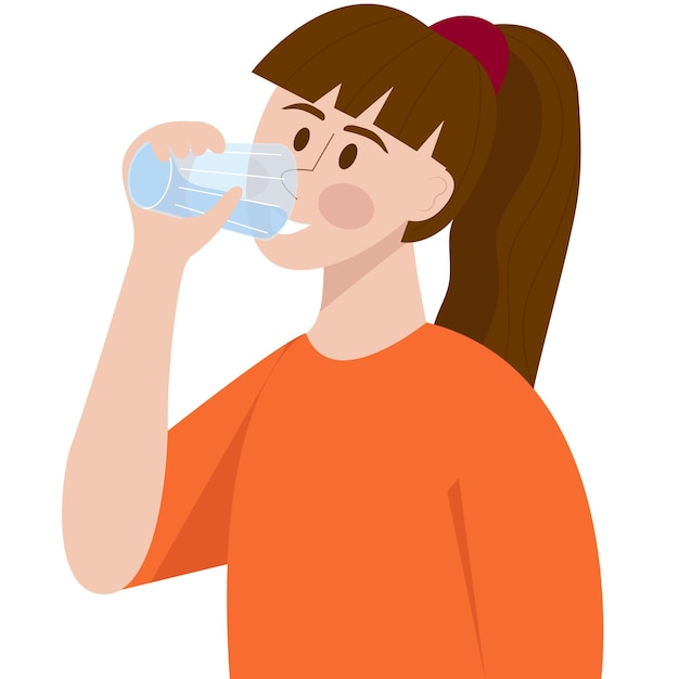 Woman drinking water from a glass,holding it in her hands.The concept of drinking water.Healthy life