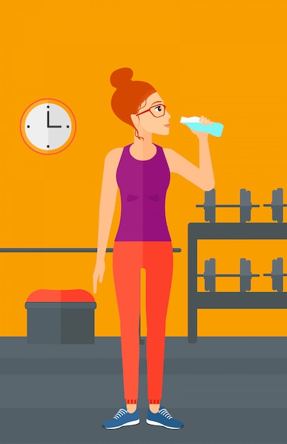 Vector woman drinking water