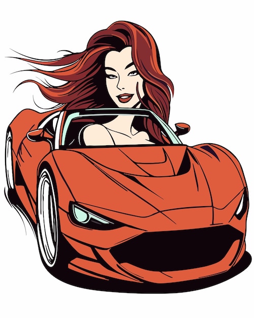 woman driving sports car