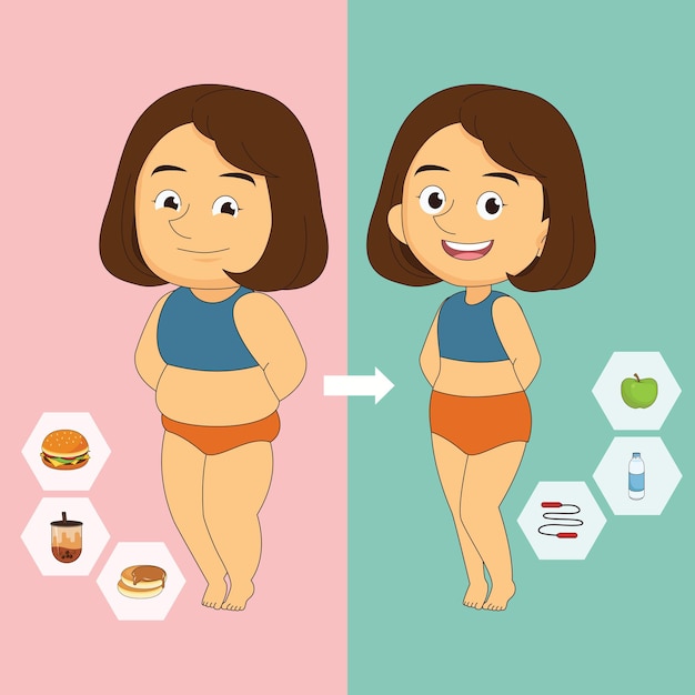 여자는 건강한 음식 칼로리 조절과 다이어트를 먹는다