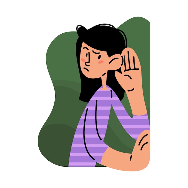 Vector woman eavesdropping flat vector illustration