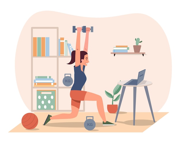 Woman exercising at home