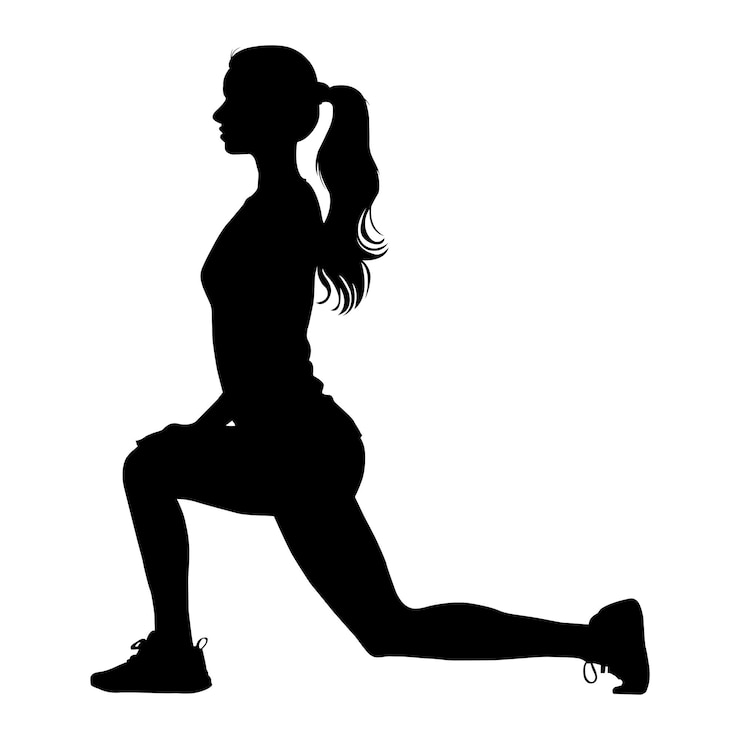 Vector woman exercising silhouette on white background