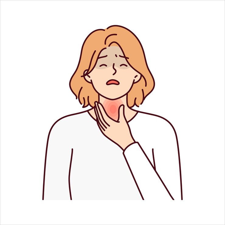 Vector woman experiencing thyroid pain illustration vector