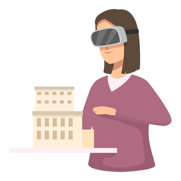Vettore donna che sperimenta l'architettura della realtà virtuale