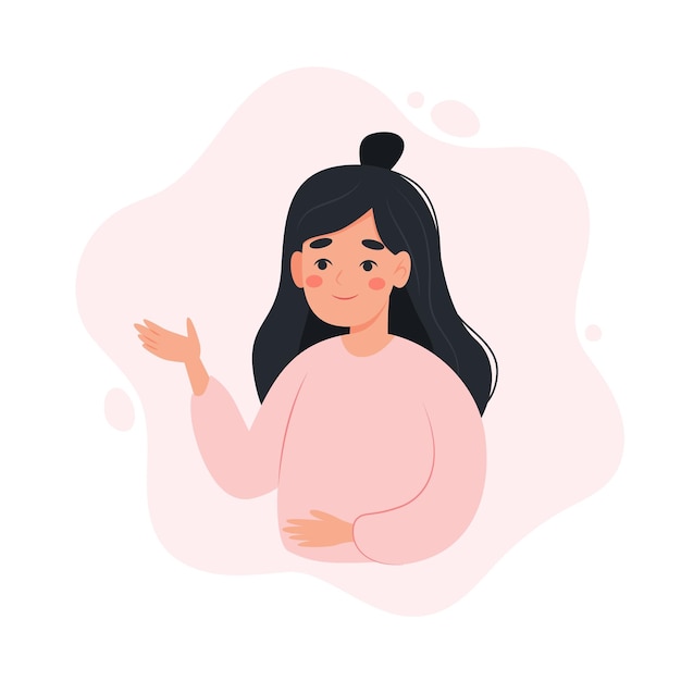 Woman explaining presenting or showing something Cute character vector illustration