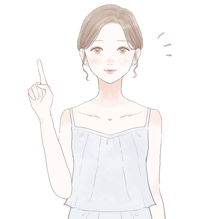 Vector 彼女の指で説明する女性。スキンケア画像。白い背景に。