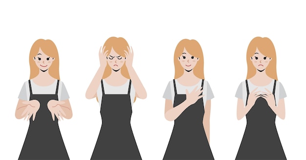 다른 감정을 표현하는 여성