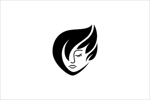 Woman face abstract logo with leaf elements