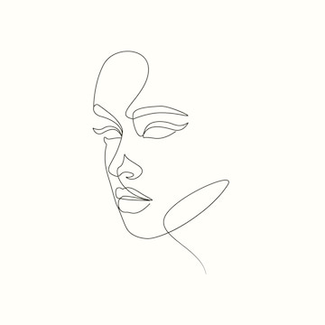 Premium Vector | Woman face beauty girl one line drawing portrait ...