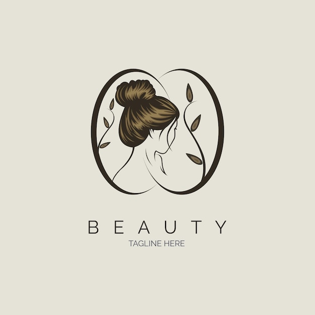 ブランドや会社などの女性の顔の美容院スパスキンケアロゴテンプレートデザイン