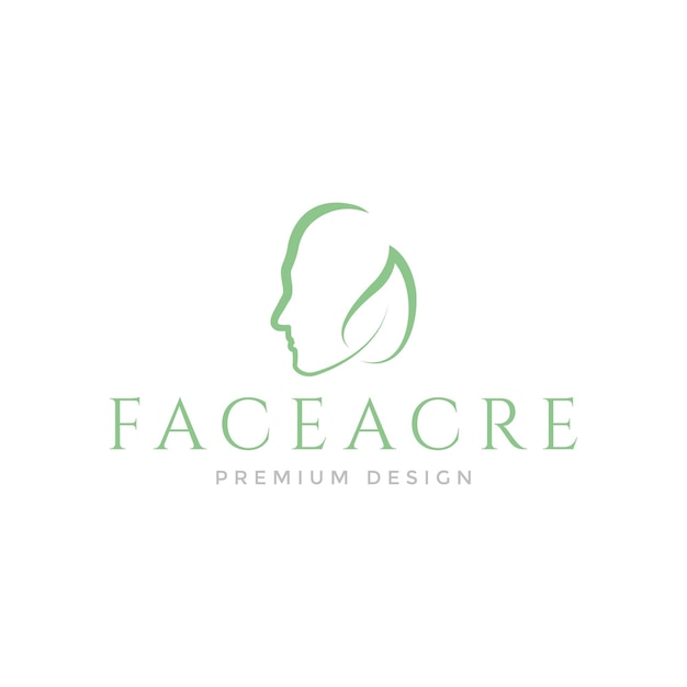 ベクトル 葉のロゴシンボルアイコンベクトルグラフィックデザインイラストアイデアクリエイティブと女性の顔のケア