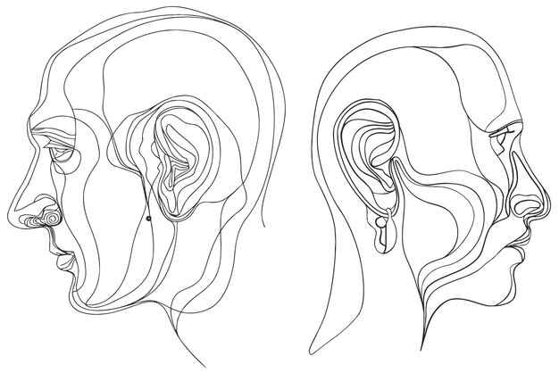 Vettore disegno a linea continua del viso di una donna ritratto di donna minimo astratto