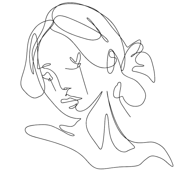 woman face continuous line drawing