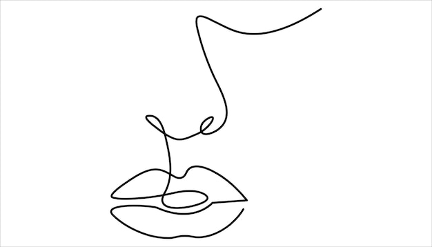 여성 얼굴 연속 한 줄 그림 간단한 손으로 그린 포스터 젊은 소녀 초상화 그림