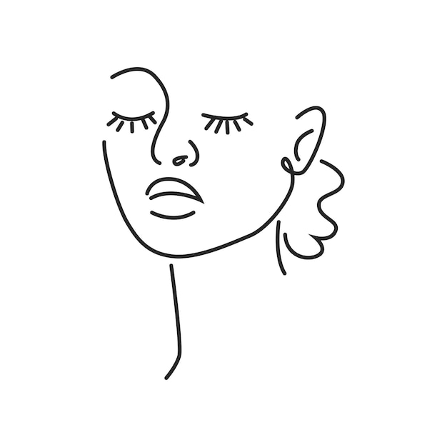추상적 인 디자인 유행에 여자 얼굴 낙서