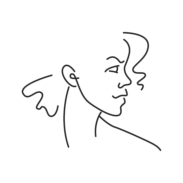 Woman face doodle in abstract design trendy