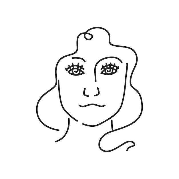 Doodle volto di donna nel design astratto alla moda