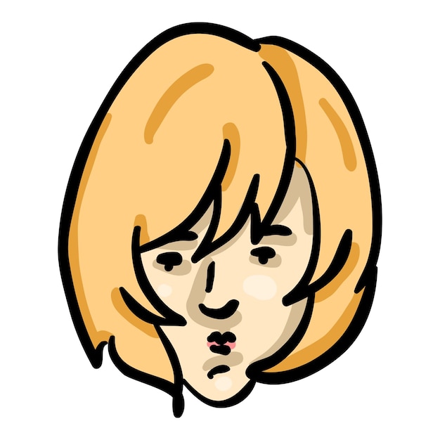 Woman Face Doodle Icon