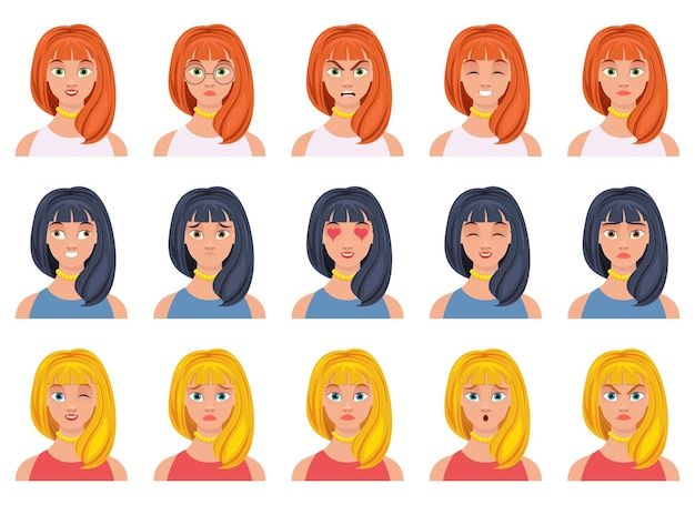 Vector woman face expression   design illustration isolated